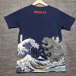 Godzilla Japan Shirt Adult Medium Blue Short Sleeve Graphic